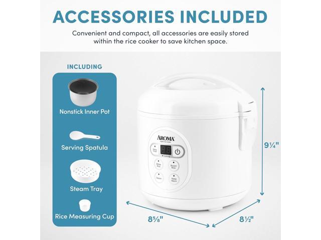Aroma Housewares 8-Cup (Cooked) (4-Cup UNCOOKED) Digital Rice Cooker and Food Steamer (ARC-914D),White