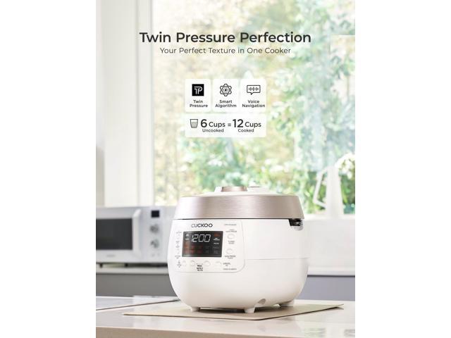 CUCKOO CRP-RT0609FW 6-Cup (Uncooked) / 12-Cup (Cooked) Twin Pressure Rice Cooker & Warmer with Nonstick Inner Pot, 14 Menu Options, Safe Steam...