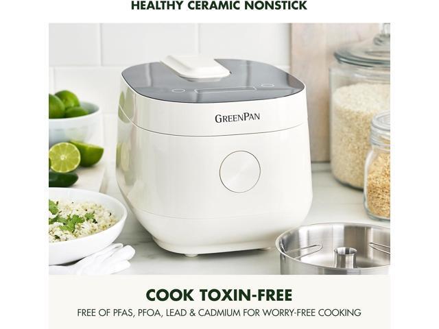 GreenPan Carb Reducing Electric Rice Cooker, 4 Cups Uncooked/8 Cooked Rice, 10 Presets, LED Display, Healthier Meals, Delay Timer, PFAS-Free...