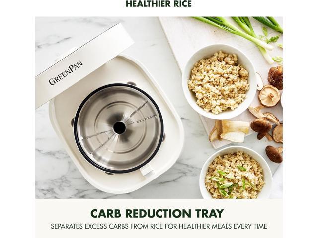GreenPan Carb Reducing Electric Rice Cooker, 4 Cups Uncooked/8 Cooked Rice, 10 Presets, LED Display, Healthier Meals, Delay Timer, PFAS-Free...