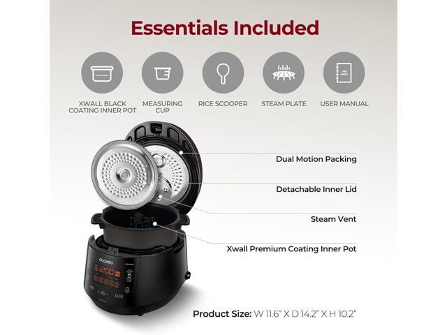 Cuckoo High 6 Cup Electric Heating Pressure Rice Cooker & Warmer 12 Built-in Programs Including Glutinous (White), Mixed, Brown, GABA, Black Copper