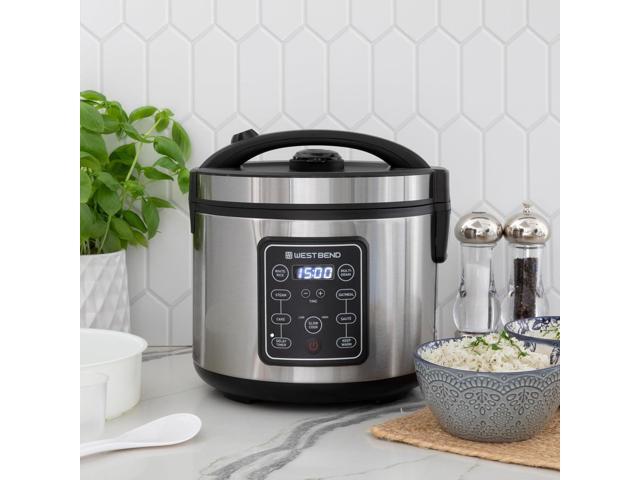 West Bend Rice & Grain Multi Cooker Programmable with 9 Preset Functions, Features Delay Start and Keep Warm Functions and Steam Basket, 20 Cups...