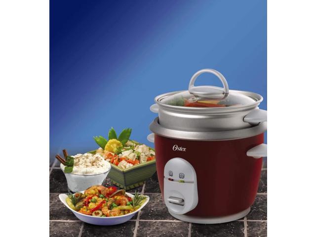 Oster 6-Cup Rice Cooker with Steamer, Red (004722-000-000)