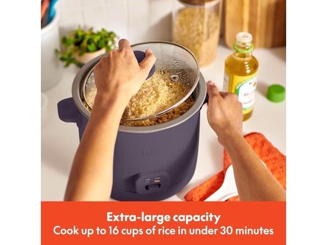 bella 16 Cup Rice Cooker with Steamer, Dishwasher Safe Steaming Basket, Rice Paddle and Measuring Cup, Removable Nonstick Cooking Bowl, Automatic...