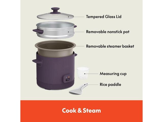 bella 16 Cup Rice Cooker with Steamer, Dishwasher Safe Steaming Basket, Rice Paddle and Measuring Cup, Removable Nonstick Cooking Bowl, Automatic...