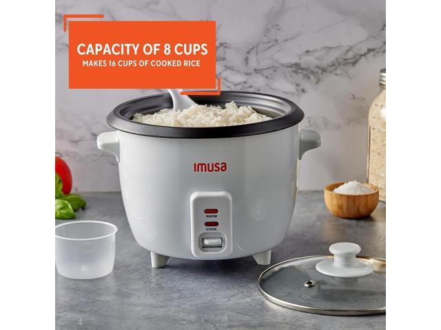 IMUSA USA GAU-00013 Electric Nonstick Rice Cooker 8-Cup (Uncooked) 16-Cup (Cooked), White