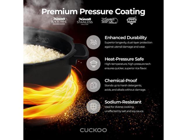 Cuckoo High 6 Cup Electric Heating Pressure Rice Cooker & Warmer 12 Built-in Programs Including Glutinous (White), Mixed, Brown, GABA, Black Copper