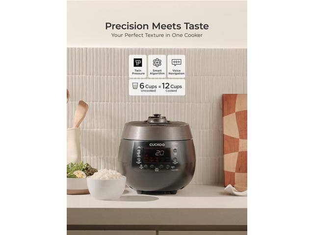 CUCKOO CRP-RT0609FB 6-Cup (Uncooked) / 12-Cup (Cooked) Twin Pressure Rice Cooker & Warmer with Nonstick Inner Pot, 14 Menu Options, Safe Steam...