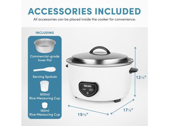 Aroma Housewares Commercial 60-Cup (Cooked) / 14Qt. Rice & Grain Cooker (ARC-1430E), White