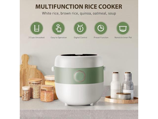 Bear Rice Cooker 3 Cups (Uncooked), 3D Heating and Fuzzy Logic, Healthy Nonstick Small Rice Cooker, PFAS-Free, Touch-Screen, for White/Brown Rice...