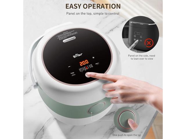 Bear Rice Cooker 3 Cups (Uncooked), 3D Heating and Fuzzy Logic, Healthy Nonstick Small Rice Cooker, PFAS-Free, Touch-Screen, for White/Brown Rice...