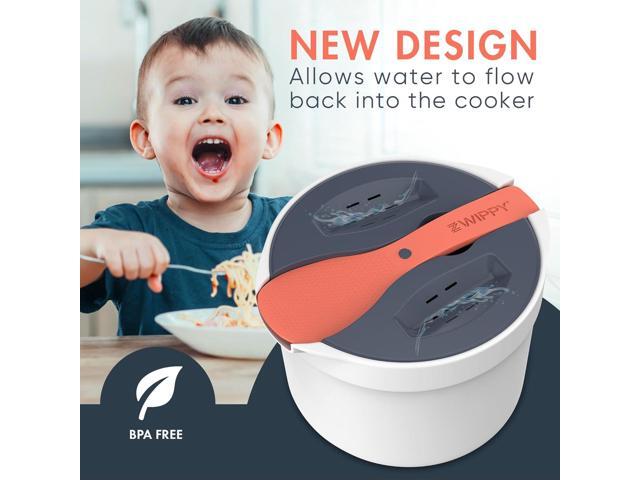 Microwave Rice Cooker Steamer and Pasta Cooker with Strainer - Mess-Free Design, Dishwasher Safe, Cooks Up to 8 Cups