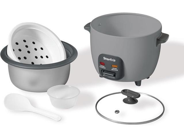 Starfrit 10-Cup Rice Cooker with Ceramic Coating - PFAS-Free - Clear Glass Lid- Grey