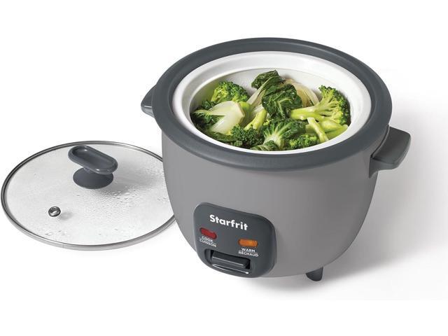 Starfrit 10-Cup Rice Cooker with Ceramic Coating - PFAS-Free - Clear Glass Lid- Grey