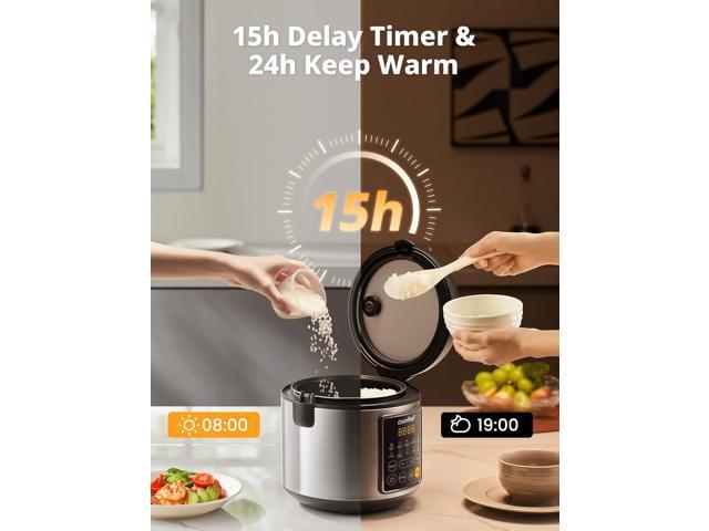 COMFEE' Rice Cooker, 4 Cups Uncooked, 8 Cups Cooked Slow Cooker, 2 Qt Small Multicooker with 10 Presets, Steamer & Grain Cooker, Non-Stick Inner Pot