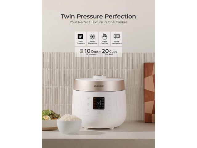 CUCKOO CRP-ST1009FW 10-Cup (Uncooked) / 20-Cup (Cooked) Twin Pressure Rice Cooker & Warmer with Nonstick Inner Pot, 16 Menu Options, 3 Voice Guide,...