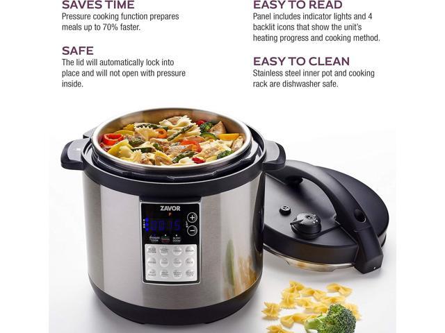 Zavor LUX Edge, 8 Quart Programmable Electric Multi-Cooker: Pressure Cooker, Slow Cooker, Rice Cooker, Yogurt Maker, Steamer and more - Stainless...