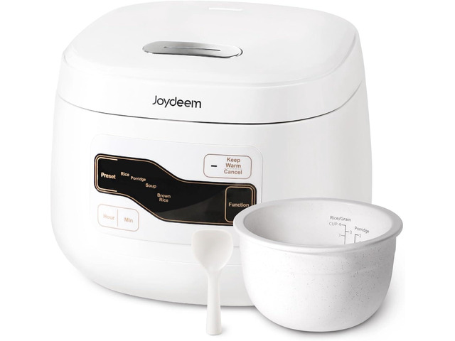 Joydeem Ceramic Rice Cooker FD20S-W, 4 Cups Uncooked Rice Cookers with Pure Ceramic Inner Pot, 24h Dealy Start, 2L, White