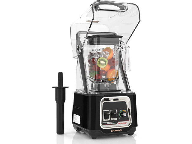 CRANDDI Commercial Blender, 2200W Countertop Blenders with Removable Shield, Quiet Smoothie Blender for Shakes and Ice Crushing, 52oz, 38000 RPM...
