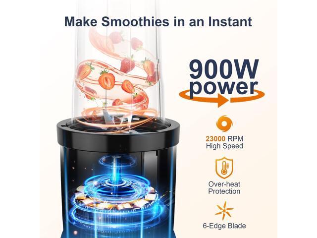 KOIOS Smoothie Blender, 900W Personal Blender for Shakes and Smoothies for Kitchen with 2 No-BPA 22oz Portable Cups, Single Serve Smoothies Maker...