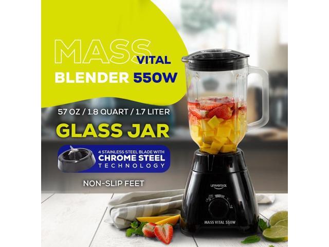 Universal 550W Mass Vital Blender - Glass Jar 57 Oz / 1.8 Quart / 1.7 Liter - 7-cup, 2 Speed + Pulse Function and 4 Stainless Steel Blade with...