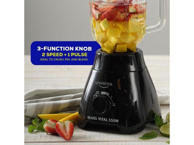 Universal 550W Mass Vital Blender - Glass Jar 57 Oz / 1.8 Quart / 1.7 Liter - 7-cup, 2 Speed + Pulse Function and 4 Stainless Steel Blade with...