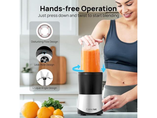 Consciot CB08 11-Piece Blender for Kitchen and Personal Size, Blend Shakes and Smoothies, Frozen Drinks, Baby Food, Spreads & More, 3 Portable...