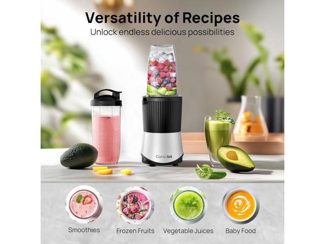 Consciot CB08 11-Piece Blender for Kitchen and Personal Size, Blend Shakes and Smoothies, Frozen Drinks, Baby Food, Spreads & More, 3 Portable...