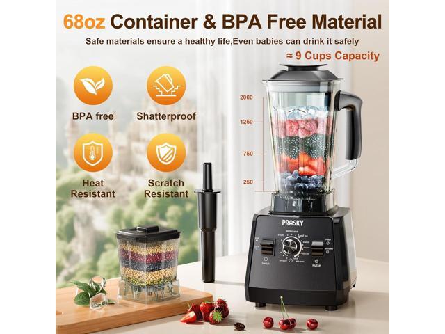 Professional Blender,Smoothies Blenders, PRASKY Max.2400Watts/1000Watts Blender and Grinder Combo 25000RPM Powerful Kitchen 68oz BPA Free 2...