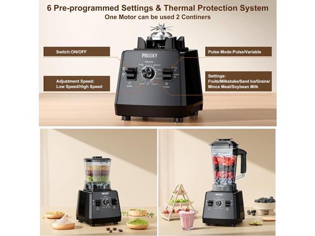 Professional Blender,Smoothies Blenders, PRASKY Max.2400Watts/1000Watts Blender and Grinder Combo 25000RPM Powerful Kitchen 68oz BPA Free 2...