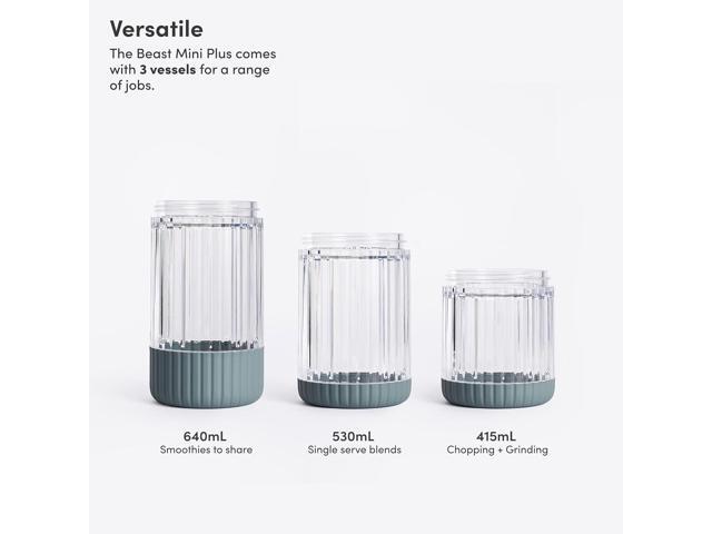 The Beast Mini Blender Plus Mini Countertop Kitchen Blender Blend Smoothies and Shakes, Dressings, Sauces, Dips Extra Vessels, Straw Cap and...