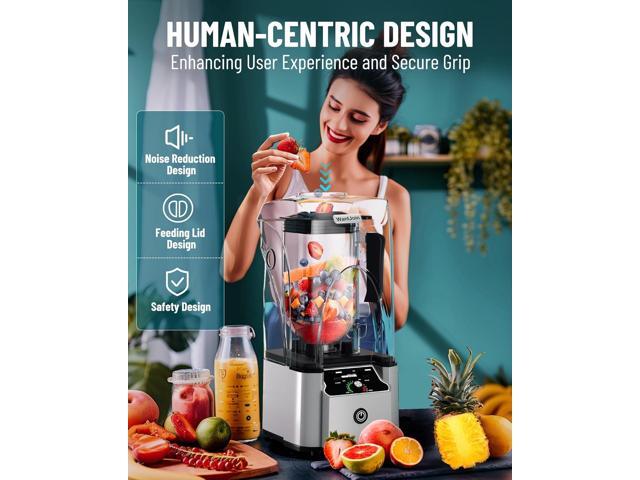 WantJoin Commercial Professional Blender With Shield Quiet Sound Enclosure 2200W Industries Strong and Quiet Professional-Grade Power,...