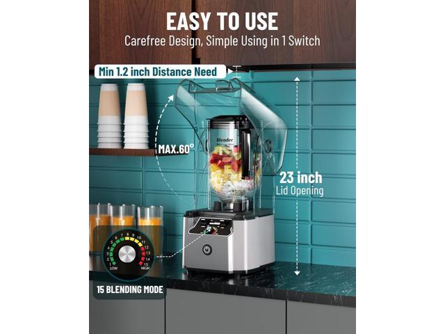 WantJoin Commercial Professional Blender With Shield Quiet Sound Enclosure 2200W Industries Strong and Quiet Professional-Grade Power,...
