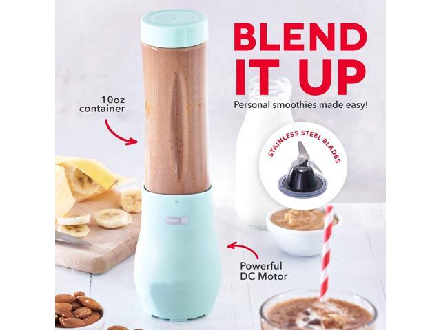 Dash Mighty Mini 10 oz Compact Personal Bottle Blender with Travel Lid, Aqua