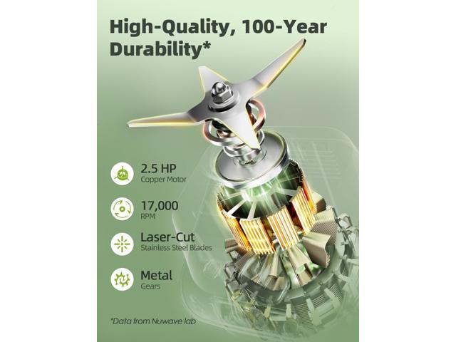 Nuwave Infinity Commercial Blender, Heavy-Duty Smoothie Blender w/ 2.5HP Copper Motor & Laser-Cut Blades, Last 100 Years, Quick Ice Crushing, 64oz...