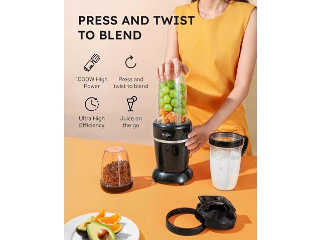 Sangcon 1000W Blender for Smoothies, Blenders for Kitchen with (3) Cups (2) Spout Covers (1) Storage Cap (1) To-Go Cap, Portable Blender for Shakes...