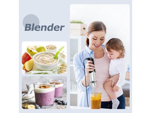 FRESKO Immersion Blender Handheld, 4-in-1 Stainless Steel Hand Electric Stick Mixer with 12-Speeds & Turbo Mode, Powerful 500W Emulsion Blender...