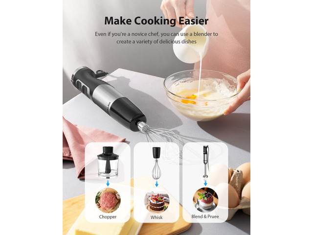 1000W Powerful Immersion Blender Handheld, 2025 New Update Hand Blender with 25-Speed and Heavy-Duty Copper Motor, 4 in 1 Hand Mixer with Chopper,...