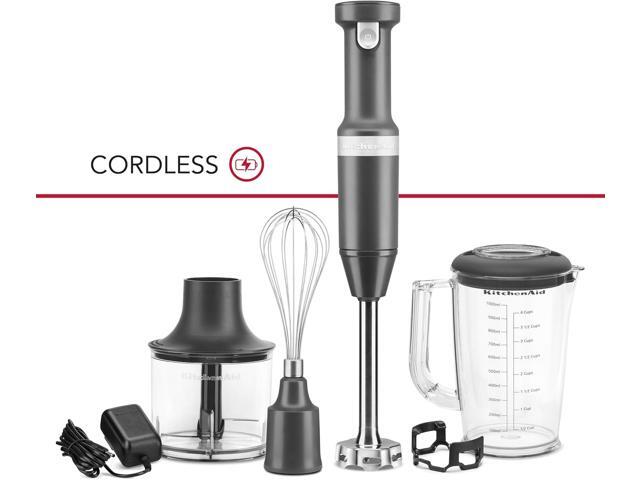 KitchenAid Cordless Variable Speed Hand Blender with Chopper and Whisk Attachment - KHBBV83