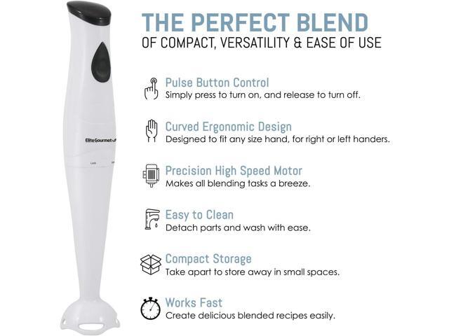 Elite Gourmet EHB-2425X Electric Immersion Hand Blender, Mixer, Chopper, 1-Touch Control Multi Purpose Electric Immersion Stick, Mixer, Chopper,...