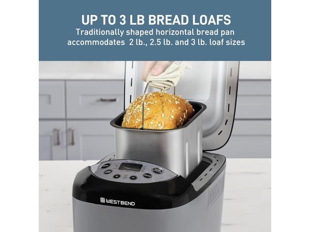 West Bend Hi-Rise Bread Maker Machine Programmable 12 Programs Including Gluten Free & 3 Loaf Sizes and Crust Colors with Traditionally-Shaped...