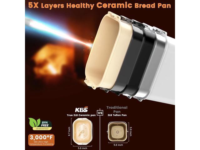 KBS 17-in-1 Bread Maker-Dual Heaters, 710W Machine Stainless Steel with Gluten-Free, Dough Maker,Jam,Yogurt PROG, Auto Nut Dispenser,Ceramic Pan&...