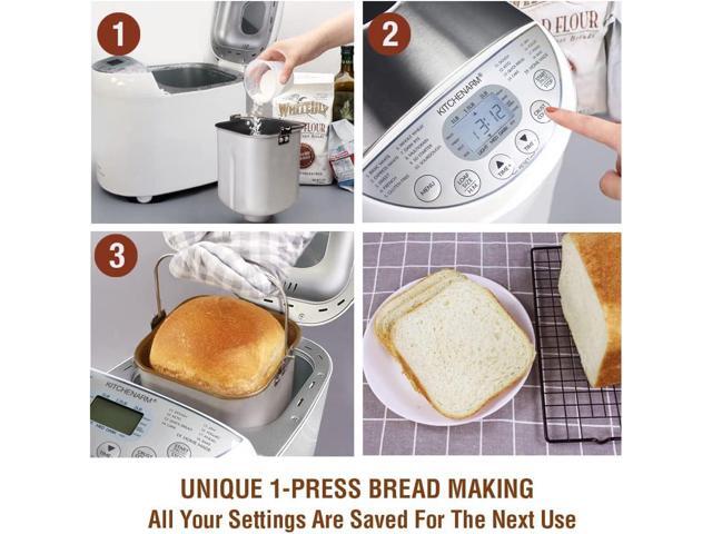 KITCHENARM 19-in-1 HANDY Bread Machine with Homemade Cycle and Gluten Free Setting - Beginner Friendly 2LB 1.5LB 1LB White Bread Maker Machine with...