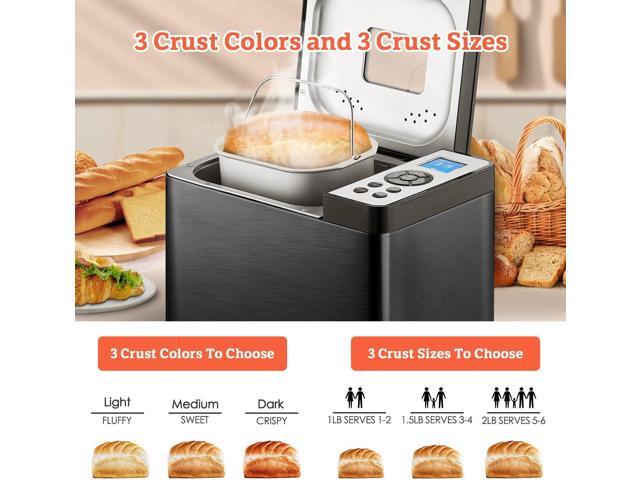 KBS 2LB Bread Maker, 19-in-1 Automatic Bread Machine Stainless Steel with Ceramic Pan,15H Timer & 1H Keep Warm, Sourdough, Gluten-Free, 650W Bread...