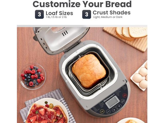 Elite Gourmet EBM8103SS Programmable Bread Maker Machine, 3 Loaf Sizes, 19 Menu Functions Gluten Free White Wheat Rye French and more, 2 Lb,...
