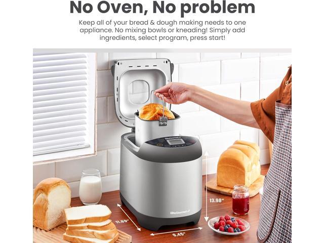 Elite Gourmet EBM8103SS Programmable Bread Maker Machine, 3 Loaf Sizes, 19 Menu Functions Gluten Free White Wheat Rye French and more, 2 Lb,...
