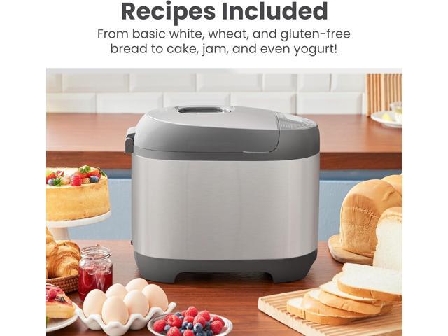 Elite Gourmet EBM8103SS Programmable Bread Maker Machine, 3 Loaf Sizes, 19 Menu Functions Gluten Free White Wheat Rye French and more, 2 Lb,...