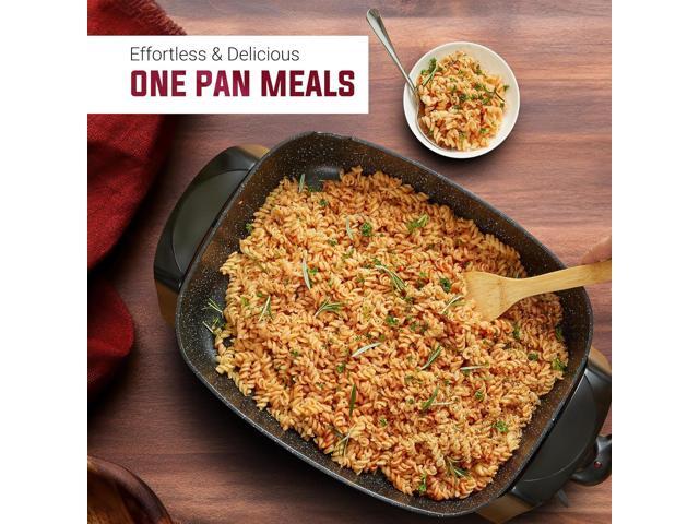 Elite Gourmet EG-6203# Extra Deep 16'x13'x3.2' (10.5Qt.) Scratch Resistant, Easy Pour Spout Dishwasher Safe, Non-stick Electric Skillet with Glass...