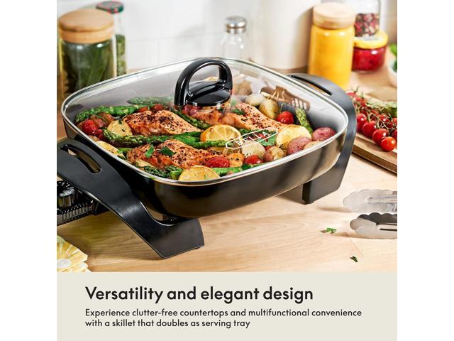 BELLA Electric Skillet and Frying Pan with Glass Lid, Nonstick Coating, Cool Touch Handles, Removable Heating Probe, Dishwasher Safe, 12 x 12 inch,...