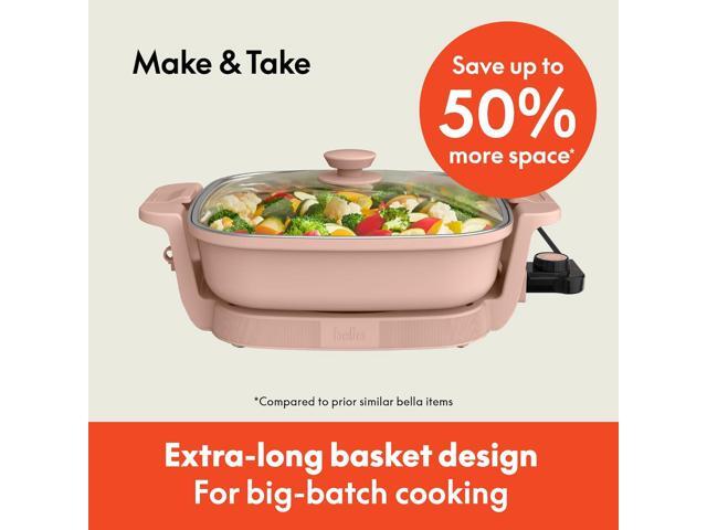 bella Make & Take Electric Skillet, Fits-anywhereTM kitchenware, EverGoodTM Ceramic Coating, Adjustable Temperature & Dishwasher-Safe Tempered...